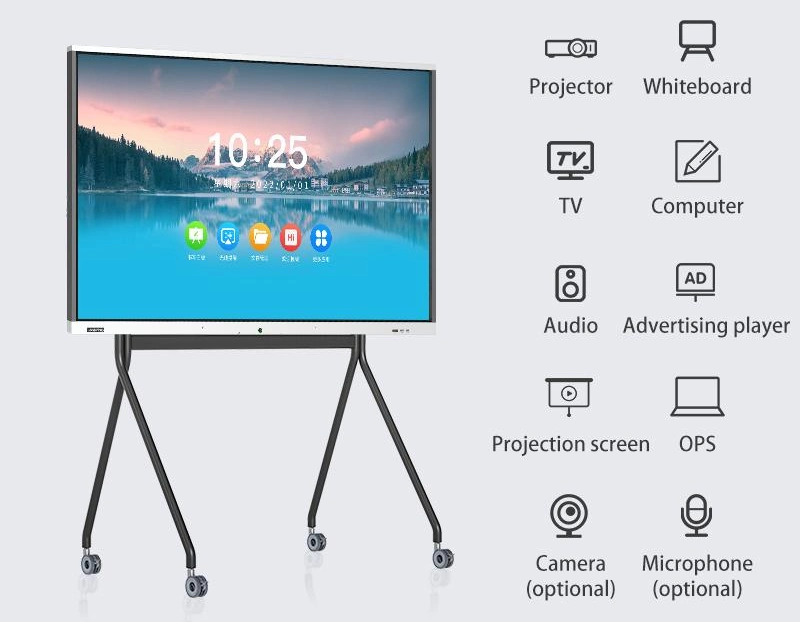 Multi Touch Screen 4K UHD Android OPS Smart TV Classroom LCD Interactive Whiteboard Manufacturers